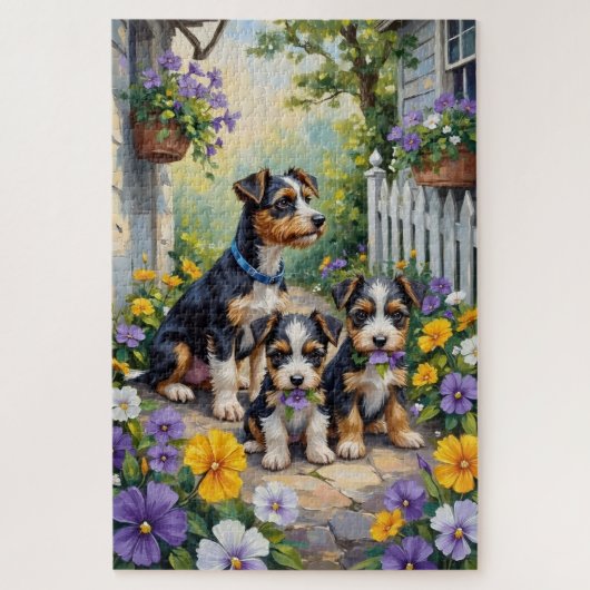 Biewer Terrier Viooltjessentuin Kunst Legpuzzel (Verticaal)