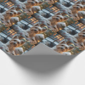 Biewer Terrier With Christmas Lights Holiday Cadeaupapier (Hoek)