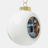 Biewer Terrier With Christmas Lights Holiday Keramische Bal Ornament (Links)