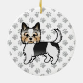 Biewer Terrier Yorkie Cartoon Dog & Paws Keramisch Ornament (Achterkant)