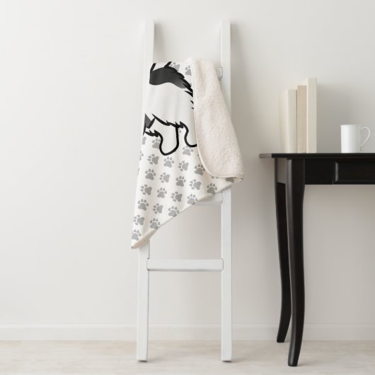 Biewer Terrier Yorkie Cute Cartoon Dog & Paws Sherpa Deken (In situ)