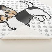 Biewer Terrier Yorkie Cute Cartoon Dog & Paws Sherpa Deken (3/4)