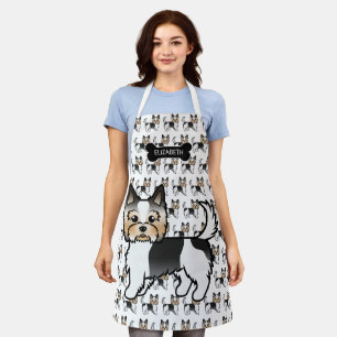Biewer Terrier Yorkie Cute Cartoon Dogs & Name Schort