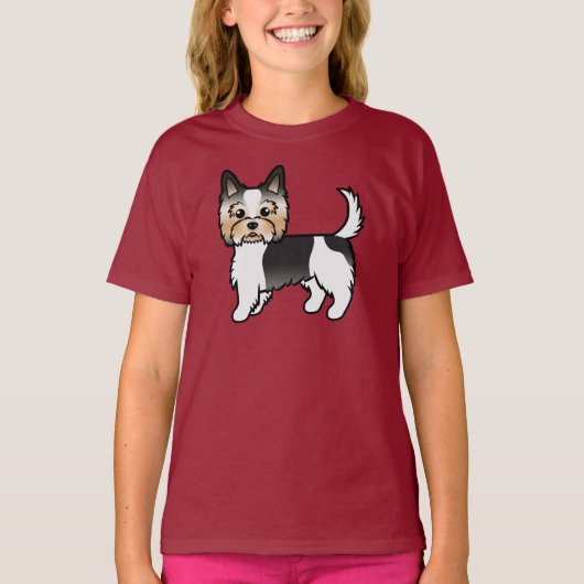 Biewer Terrier Yorkshire Terrier Cute Cartoon Dog T-shirt (Voorkant)