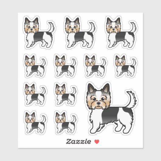 Biewer Terrier Yorkshire Terrier Cute Cartoon Dogs Sticker (Vel)
