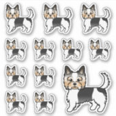 Biewer Terrier Yorkshire Terrier Schattige Cartoon Sticker (Voorkant)