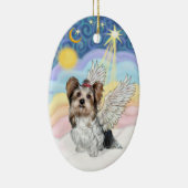 Biewer Yorkie Engel - Wolken #3 Keramisch Ornament (Rechts)