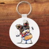 Biewer Yorkie Picnic Time Sleutelhanger (Voorkant)