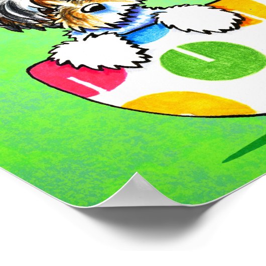 Biewer Yorkie Polka Dot Cup Groen Poster (Hoek)