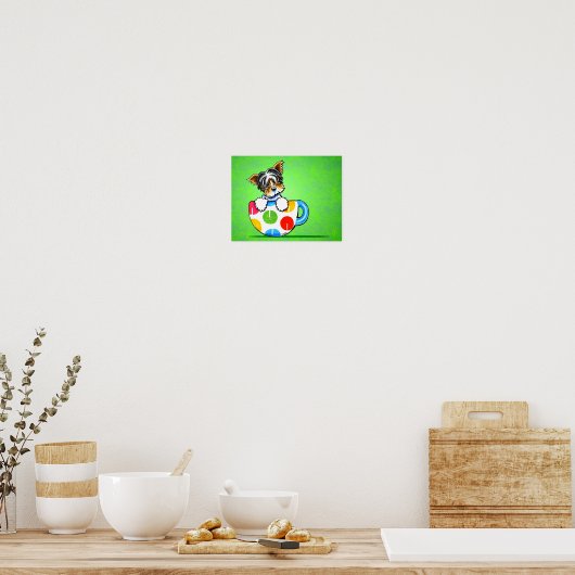 Biewer Yorkie Polka Dot Cup Groen Poster (Keuken)
