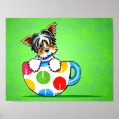 Biewer Yorkie Polka Dot Cup Groen Poster (Voorkant)
