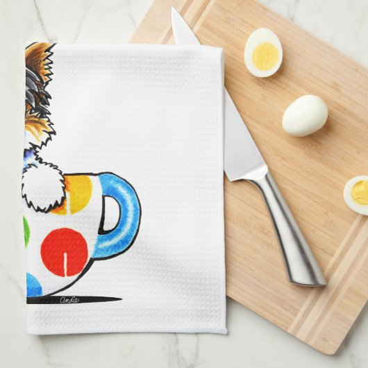 Biewer Yorkie Polka Dot Cup Theedoek (Quarter Fold)