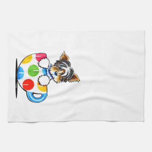 Biewer Yorkie Polka Dot Cup Theedoek (Horizontaal)