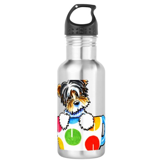Biewer Yorkie Polka Dot Cup Waterfles (Voorkant)