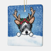 Biewer Yorkie Reindeer Ceramic Ornament. Keramisch Ornament (Links)