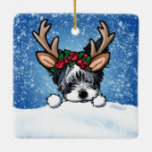 Biewer Yorkie Reindeer Ceramic Ornament. Keramisch Ornament (Achterkant)