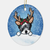 Biewer Yorkie Reindeer Kerstkeramisch Ornament (Links)