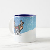 Biewer Yorkie Reindeer Mok voor tweetangs kerstmis (Voorkant links)
