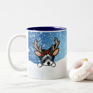 Biewer Yorkie Reindeer Mok voor tweetangs kerstmis