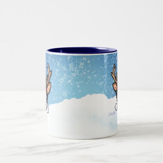 Biewer Yorkie Reindeer Mok voor tweetangs kerstmis (Center)