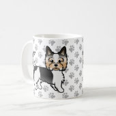 Biewer Yorkshire Terrier Cartoon Dog & Paws Koffiemok (Voorkant links)