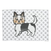 Biewer Yorkshire Terrier Cartoon Hond & Pootafdruk Kussensloop (Voorkant-Links)