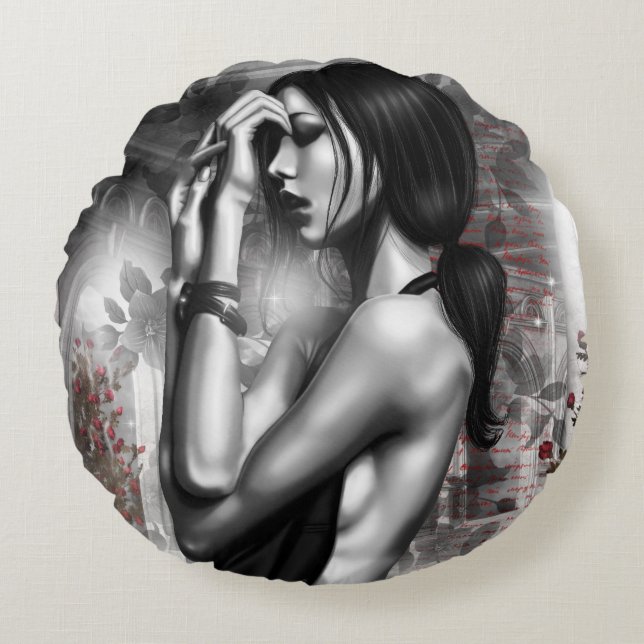 Biffey Round Throw Pillow Rond Kussen (Voorkant)