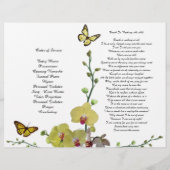 BiFold Yellow Orchids Butterfly Funeral Programme Flyer (Achterkant)