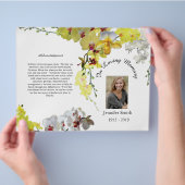 BiFold Yellow Orchids Funeral Program Flyer (Hand)