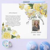BiFold Yellow Roses Butterfly Funeral Programme Flyer (Enkel)