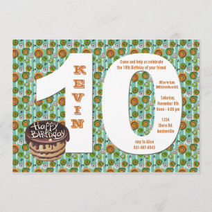 Big 10 Birthday Party Invitation Kaart