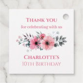 Big 10th Birthday Girl Foto Collage Pink Flower Bedankjes Labels (Achterkant)