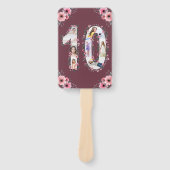 Big 10th Birthday Girl Foto Collage Pink Flower Handwaaier (Voorkant)