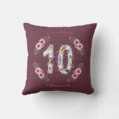 Big 10th Birthday Girl Foto Collage Pink Flower Kussen (Achterkant)