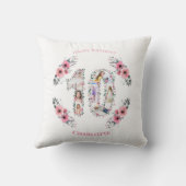 Big 10th Birthday Girl Foto Collage Pink Flower Kussen (Achterkant)