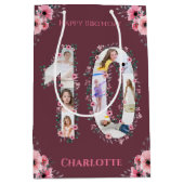 Big 10th Birthday Girl Foto Collage Pink Flower Medium Cadeauzakje (Voorkant)