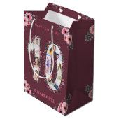 Big 10th Birthday Girl Foto Collage Pink Flower Medium Cadeauzakje (Achterkant Gekanteld)