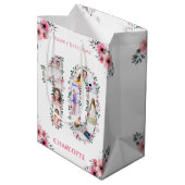 Big 10th Birthday Girl Foto Collage Pink Flower Medium Cadeauzakje (Achterkant Gekanteld)