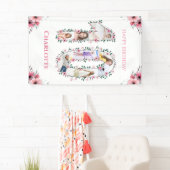 Big 10th Birthday Girl Foto Collage Pink Flower Spandoek (Insitu)