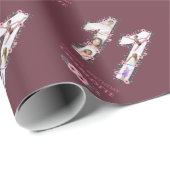 Big 11th Birthday Girl Foto Collage Pink Flower Cadeaupapier (Rol Hoek)