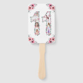 Big 11th Birthday Girl Foto Collage Pink Flower Handwaaier (Voorkant)