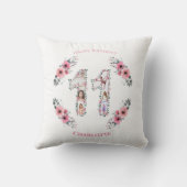 Big 11th Birthday Girl Foto Collage Pink Flower Kussen (Achterkant)