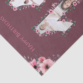 Big 11th Birthday Girl Foto Collage Pink Flower Tissuepapier (Detail)