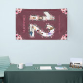 Big 12th Birthday Foto Collage Pink Bloemenmeisje Spandoek (Beurs)