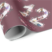 Big 12th Birthday Photo Girl Collage Pink Flower Cadeaupapier (Rol Hoek)