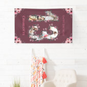 Big 13th Birthday Foto Collage Pink Bloemenmeisje Spandoek (Insitu)