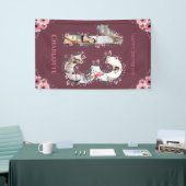 Big 13th Birthday Foto Collage Pink Bloemenmeisje Spandoek (Beurs)