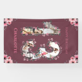 Big 13th Birthday Foto Collage Pink Bloemenmeisje Spandoek (Horizontaal)