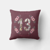 Big 13th Birthday Girl Pink Flower Photo Collage Kussen (Achterkant)