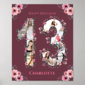 Big 13th Birthday Pink Bloemenmeisje Foto Collage Poster (Voorkant)
